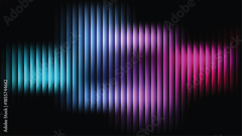 Neon ripple glass gradient on deep midnight. Sharp ribbed distortion, cinematic glow; futuristic texture background, vector illustration