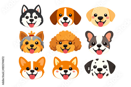 Collection of Cute Dog Face Emoticons
