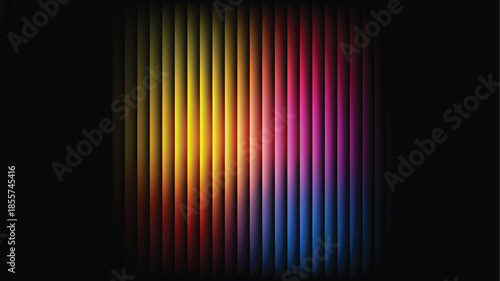 Neon ripple glass gradient on deep midnight. Sharp ribbed distortion, cinematic glow; futuristic texture background, vector illustration