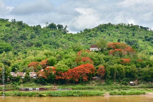 Scenic view of the Mekong River in Luang Prabang, Laos