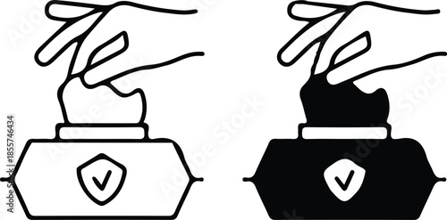 two set hand pulling black black line icon set vector illustration design art