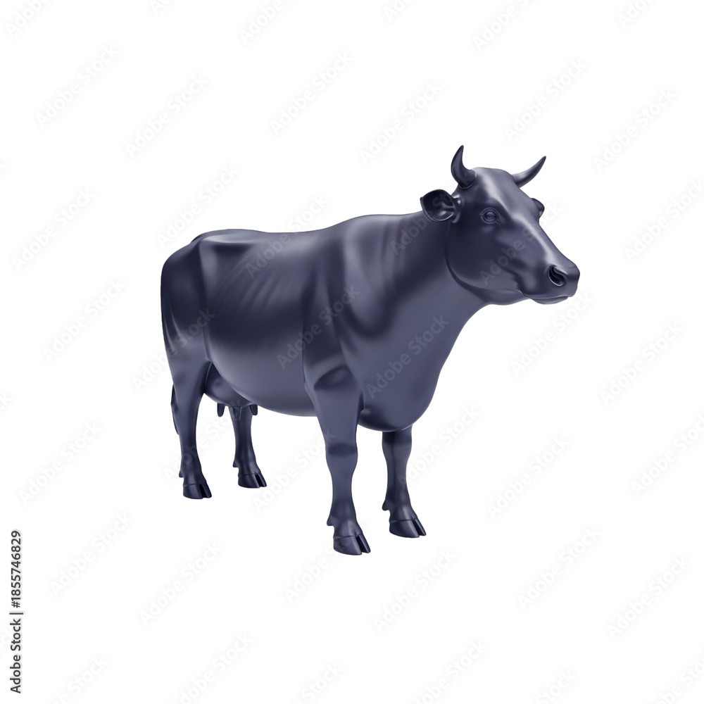 Fototapeta premium A majestic black cow stands proudly showcasing its impressive physique and horns.