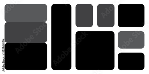 Template photo collage 9 pictures empty style black color for moodboard, album, graphics design. vector illustration