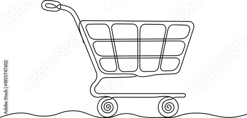 Shopping Cart Continuous Line Drawing Vector shopping  illustration icon silhouette