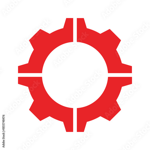 Red Gear Icon Vector Illustration