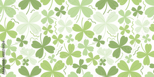 Seamless clover leaf pattern for St. Patrick's Day. Modern Botanical Seamless Background with shamrock leaves