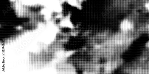 Black Comic Texture On White Background. Old Paper. Modern Dotted Futuristic Backdrop. Fade Noise Overlay. Half Tone Noise. Abstract Wall Pattern. Vector Illustration, Eps 10.