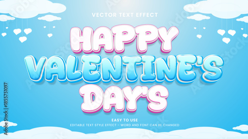 happy valentine day's editable text effect 3d