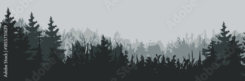 forest conifer silhouette background vector for print and web
