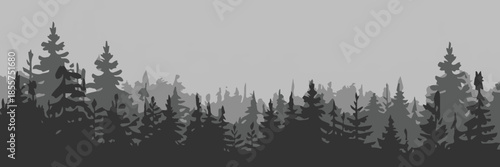 forest layered conifer silhouette vector landscape illustration