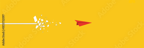 airplane paper plane forward motion breaking obstacle vector art