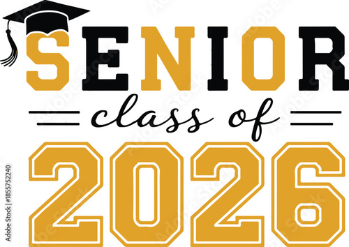 senior class of 2026 script line varsity year emblem for print
