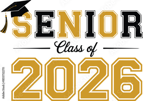 senior graduation cap tassel class of 2026 varsity number layout