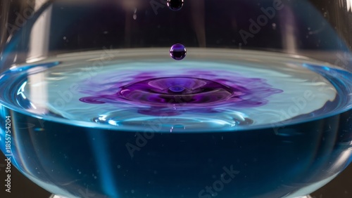 Colorful Water Droplet Splash Purple Blue Liquid. Concept featuring water, splash, colorful, purple, blue.