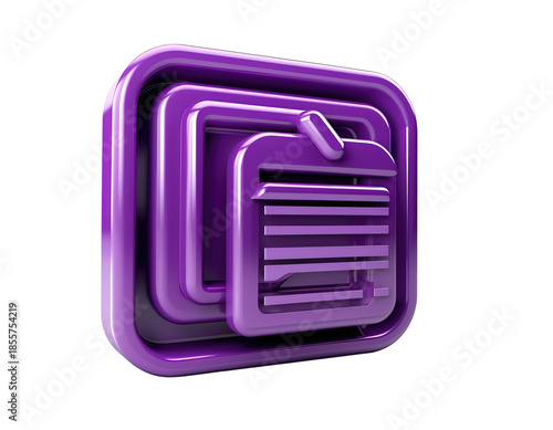 Abstract 3D purple feedback form icon representing user input data collection and client service optimization on a secure digital interface.isolated on white background11