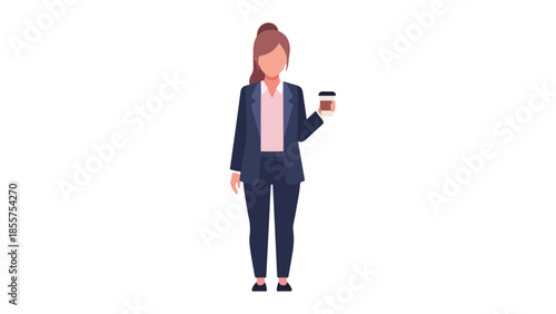 Businesswoman Holding Coffee Cup in Formal Attire