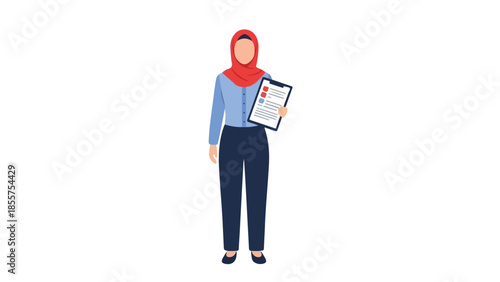 Businesswoman Holding Digital Tablet with Report