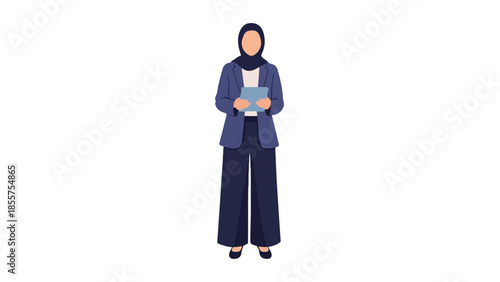 Businesswoman Using Tablet with Headscarf in Formal Attire