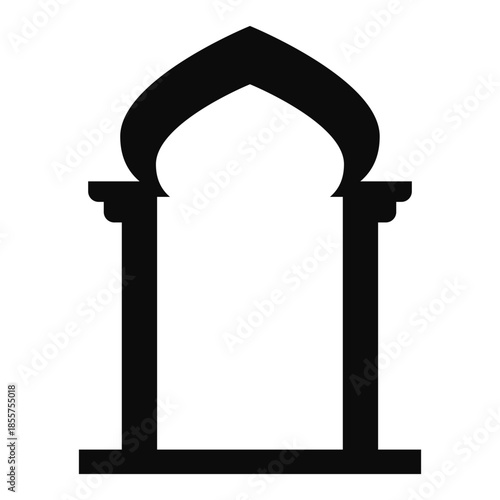 Ramadan Mosque Silhouette Icon on Black Background