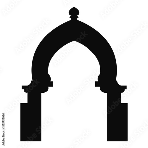 Ramadan Mosque Silhouette Icon on Black Background