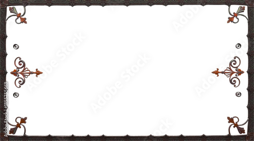 Dark Ornate Antique Style Frame with Detailed Metallic Scrollwork and Studs