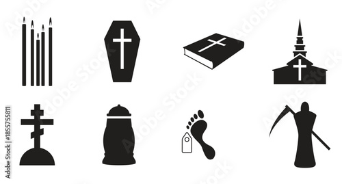 set of isolated icons on a theme death