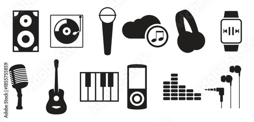 set of isolated icons on a theme music