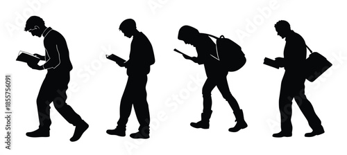 silhouette of a person walking with a backpack in a dynamic