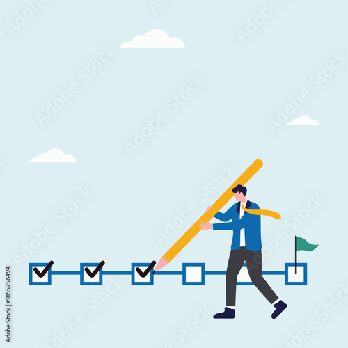 Illustration Business plan with progress and achievement