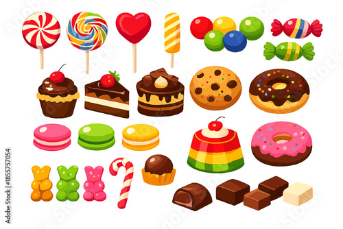 Assortment of Colorful Candies and Desserts