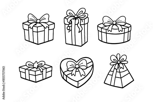 Collection of six gift boxes with bows
