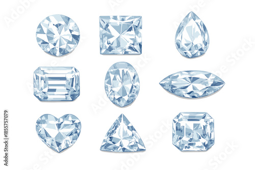 Nine Brilliant Cut Diamonds in Various Shapes