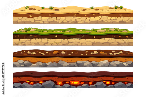 Layered Ground Cross-Sections Game Art