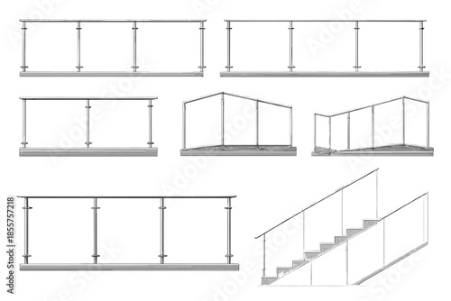 Glass railing system with metal posts and handrails
