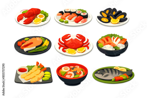 Collection of Delicious Seafood Dishes