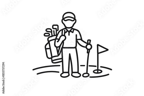 Golfer with Golf Bag and Club Icon