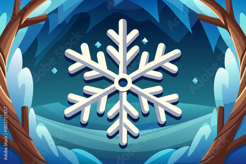 Minimal snowflake icon with soft rounded lines