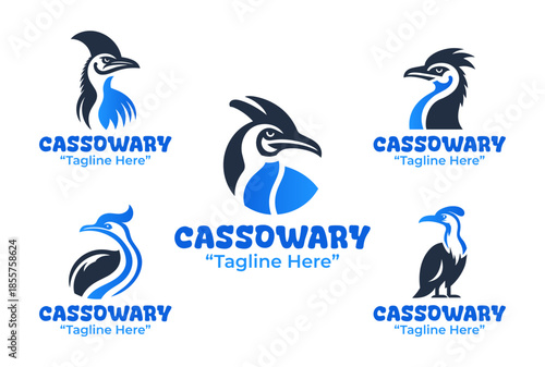 5 Cassowary Logo Set Modern Minimalist Wildlife Design Collection