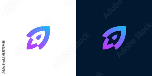 Futuristic Rocketship Emblem for Space Exploration and Innovative Technology Brands