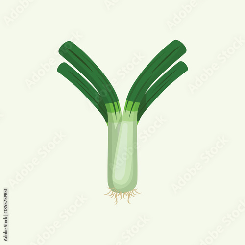 A flat illustration of the letter Y shaped from green onion elements, ideal for alphabet learning, food concepts, and natural typography design.