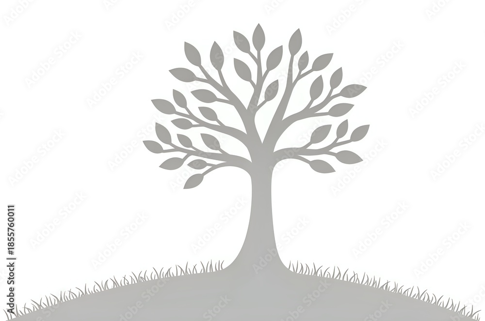 Obraz premium Stylized Tree on a Gentle Hillside