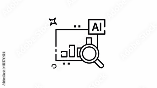 Line drawing of an ai data analysis icon suitable for tech presentations, educational materials, infographics, and web design projects.