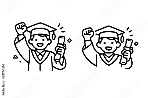 Graduation icons with diploma
