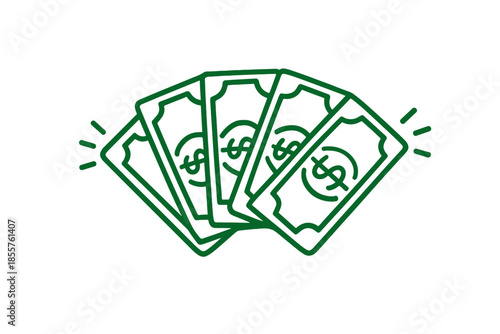 Fanned Green Dollar Bills Icon
