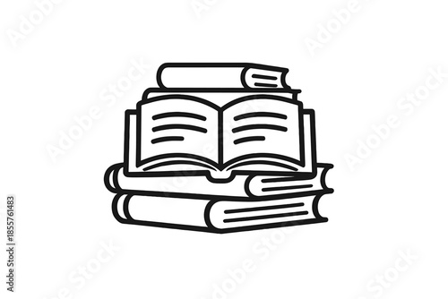 Stack of open and closed books icon