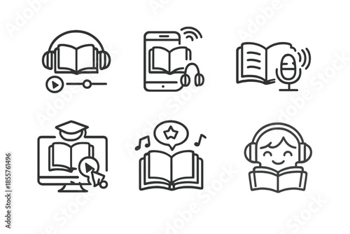 Audiobook and e-learning icons
