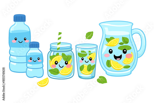 Kawaii Lemonade Characters in Refreshing Drinks