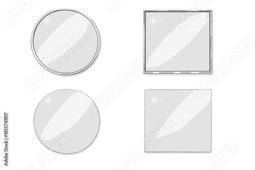 Four mirrors on a metallic background