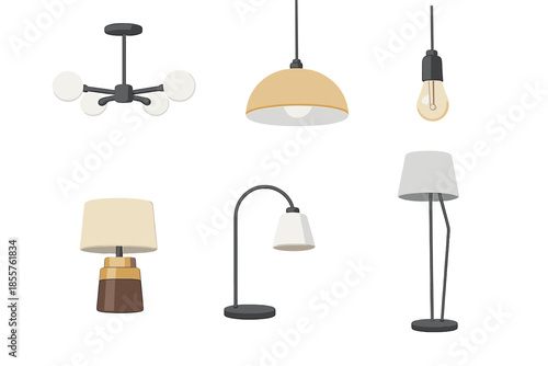 Collection of illuminated home lighting fixtures