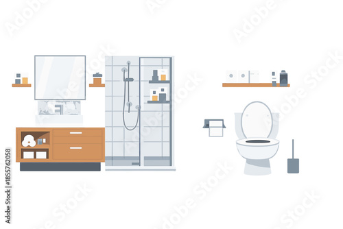 Modern Bathroom with Toilet and Shower